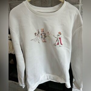 White Sweatshirt with Nutcracker Ballet Design